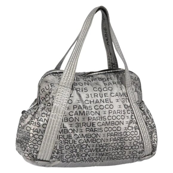 CHANEL Unlimited Tote Bag Nylon Silver CC Auth BA8260